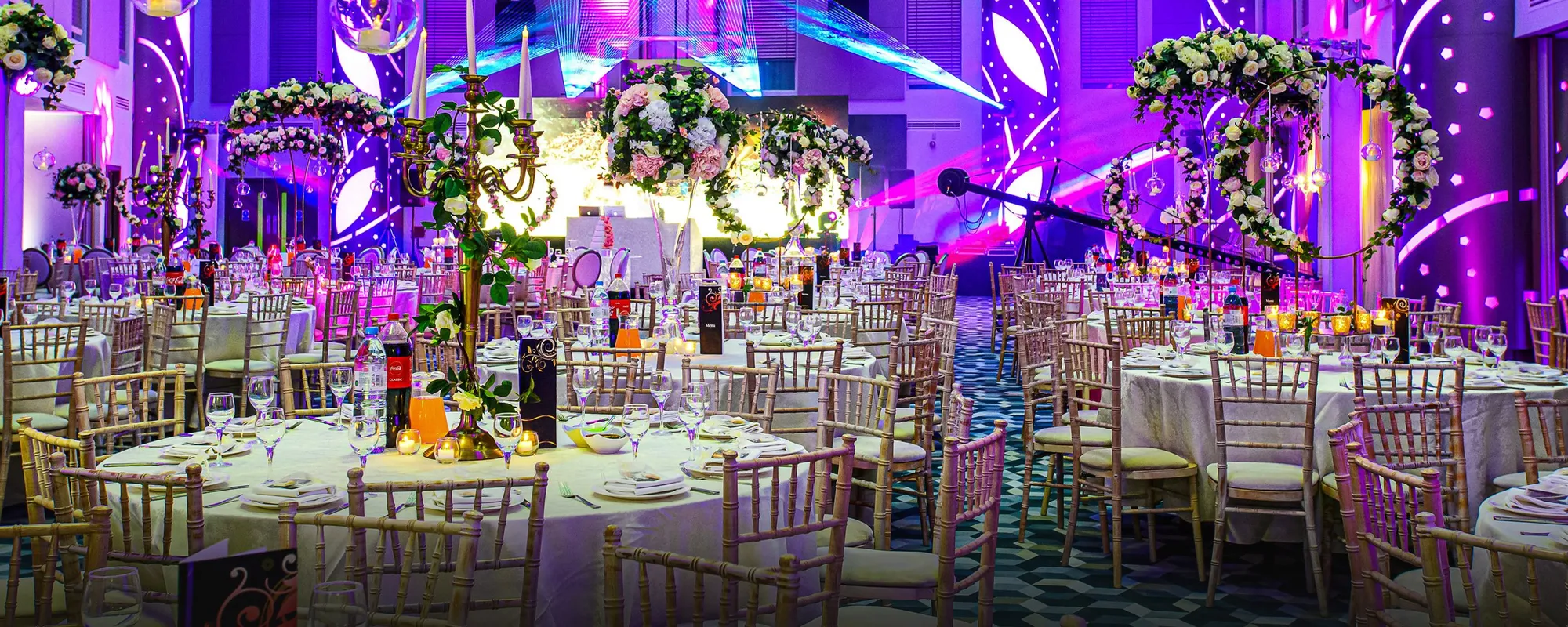 A ballroom dressed for an Asian wedding