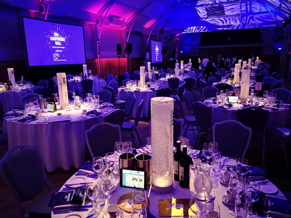 The Drill Hall at the Honourable Artillery Company dressed for a gala